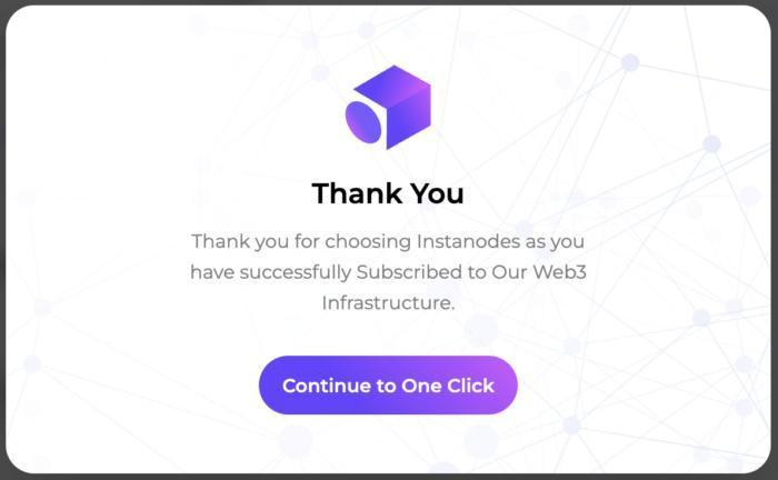 Thank you confirmation after a successful subscription