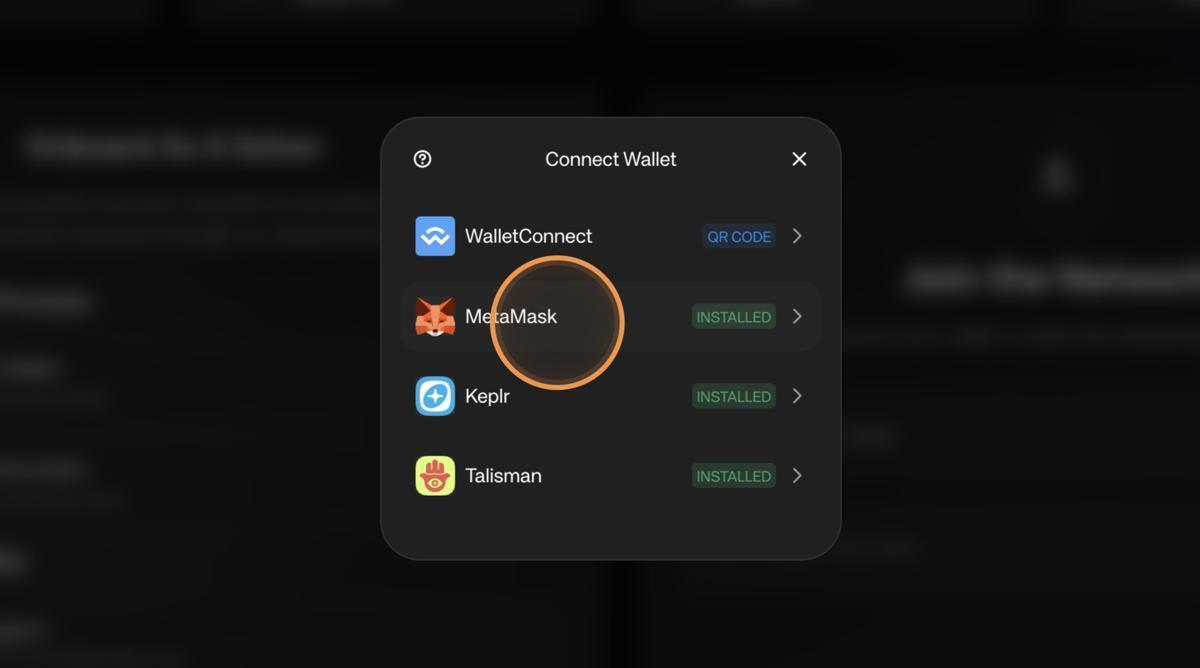 Wallet provider selection with installed wallets listed